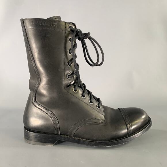 ALEXANDER MCQUEEN Size 9.5 Black Leather Lace Up Boots main image 5